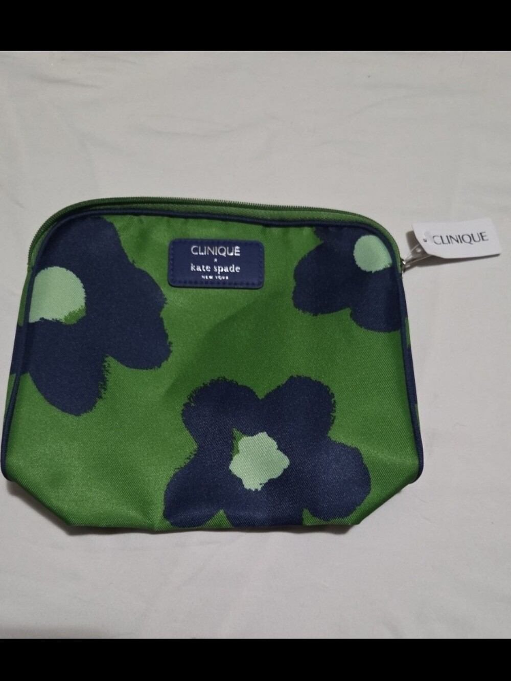 New kate spade 9x8 inch green blue floral cosmetic bag #26